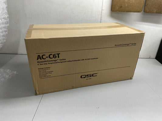 QSC AC-C6T Two-Way 6" Ceiling Mount 70/100V Pro Audio Speakers - PAIR - White