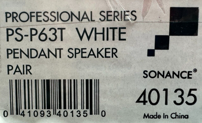 Sonance PS-P63T Professional series White Pendant Speakers NEW (Pair)