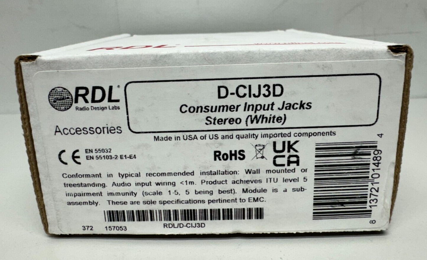 RDL D-CIJ3 Consumer Input Jacks (Mono) (White/Gray)