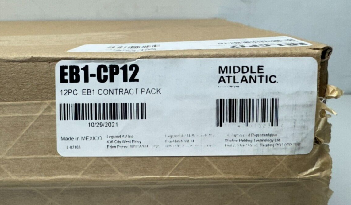 Middle Atlantic EB1-CP12 EB Series Flanged 1RU Blank Panel Contractor 12 Pack