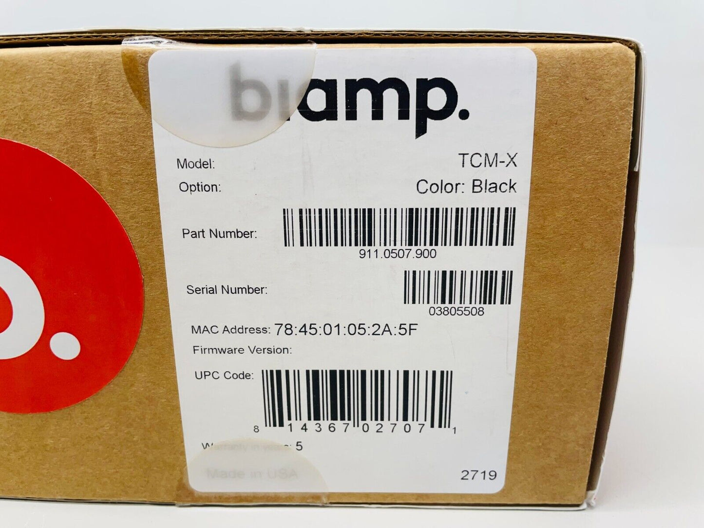 Biamp Parle TCM-X Beamtracking Ceiling Microphone Black - 911.0507.900