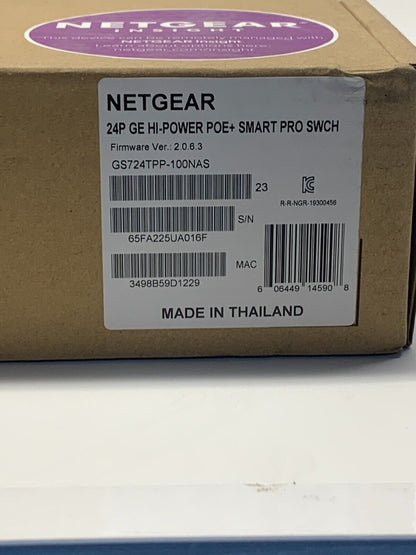 Netgear ProSAFE GS724TPP 24-Port Gigabit PoE+ Managed Network Switch