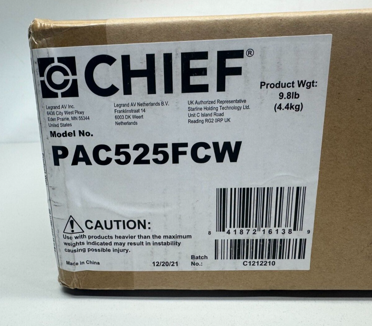 Chief PAC525FCW In-Wall Storage Box with Flange and Cover (White)