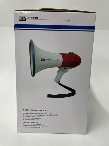 MG Electronics PGM-25 Megaphone Audio PA Bullhorn with Both Talk & Siren Modes