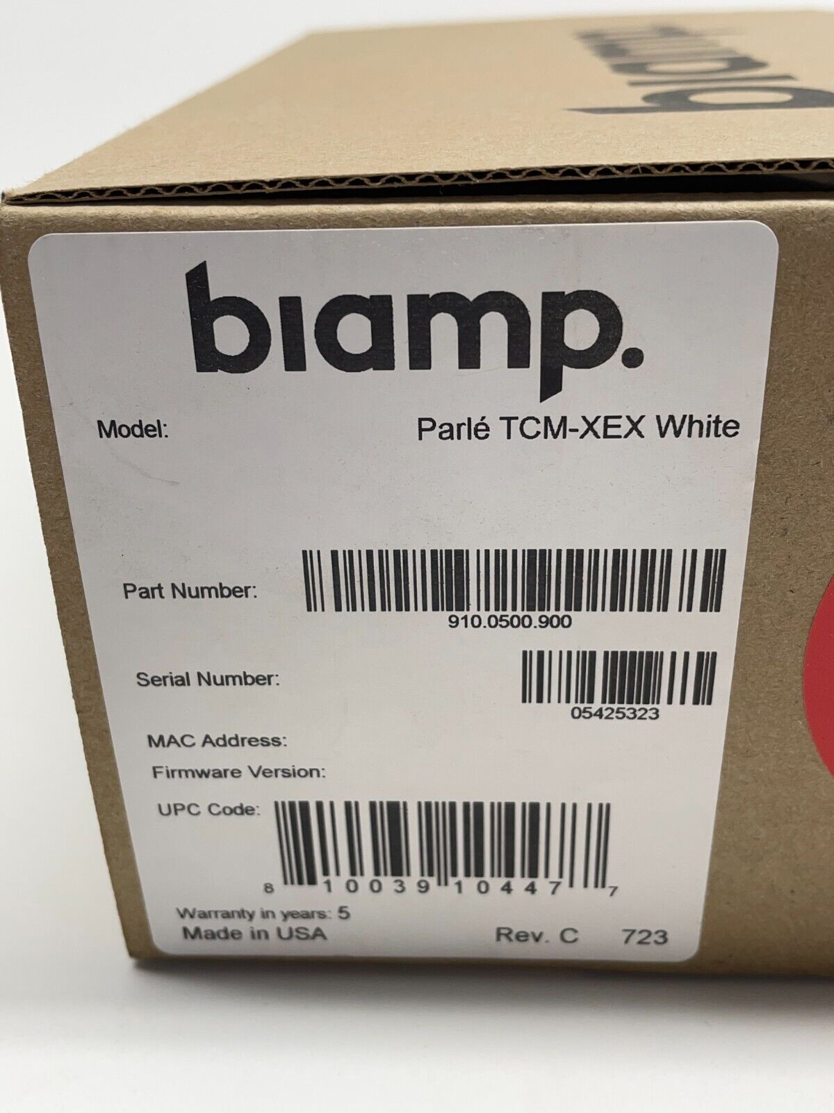 Biamp TCM-XEX  (WHITE)  Parlé Beamtracking Ceiling Microphone 911.0500.900