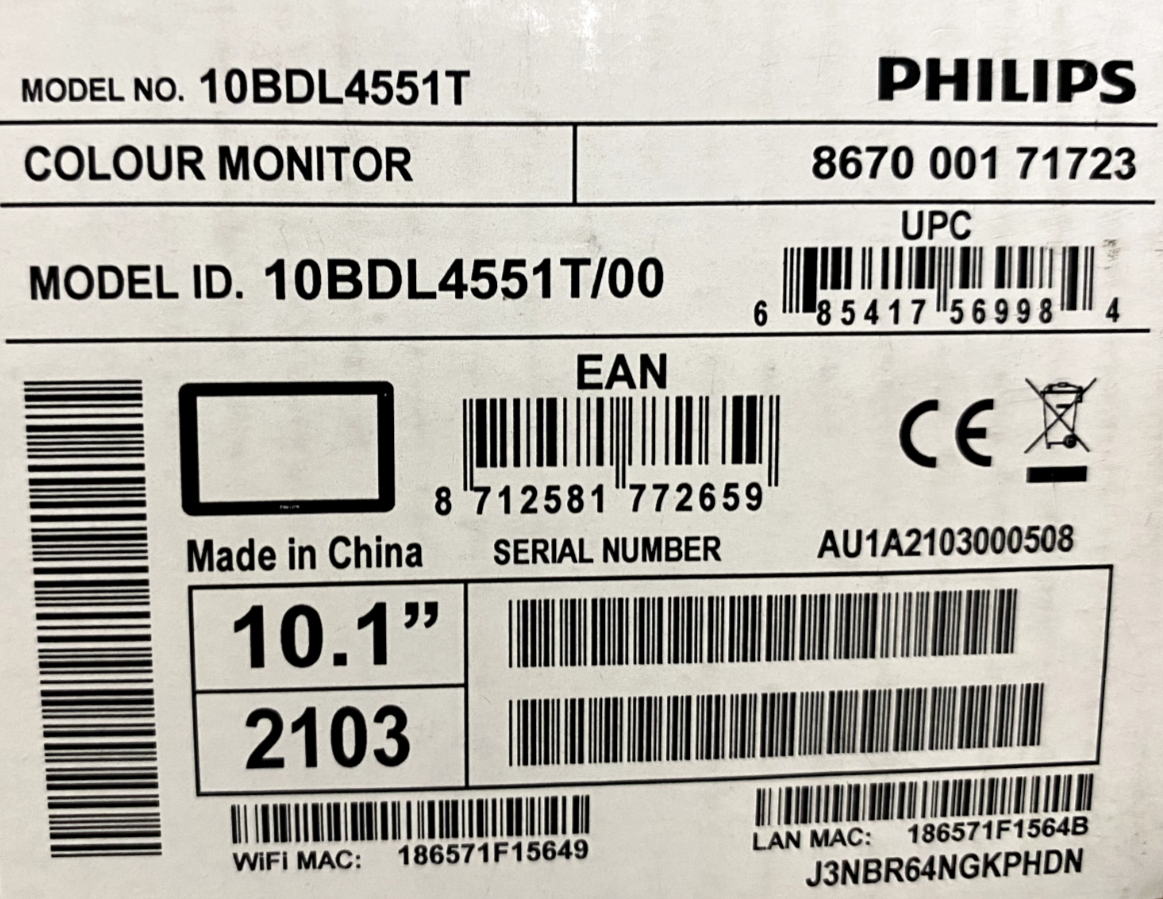 Philips 10.1" 10BDL4551T / Multi-Touch Digital Color Monitor Signage Display