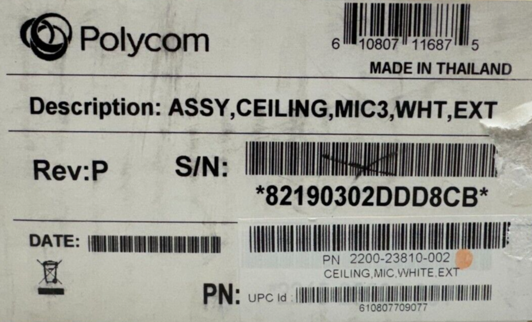 Polycom HDX Ceiling Microphone Array Mic 2200-23809-002 Missing Parts ...