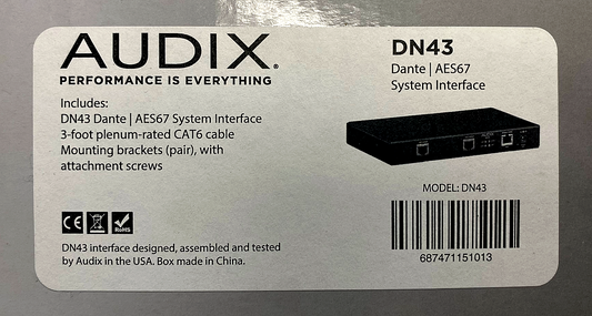 AUDIX DN43 Dante / AES67 Microphone System Interface