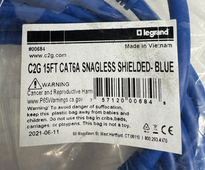 C2G 00684 15ft Cat6a Snagless Shielded Ethernet Network Patch Cable LOT OF 11