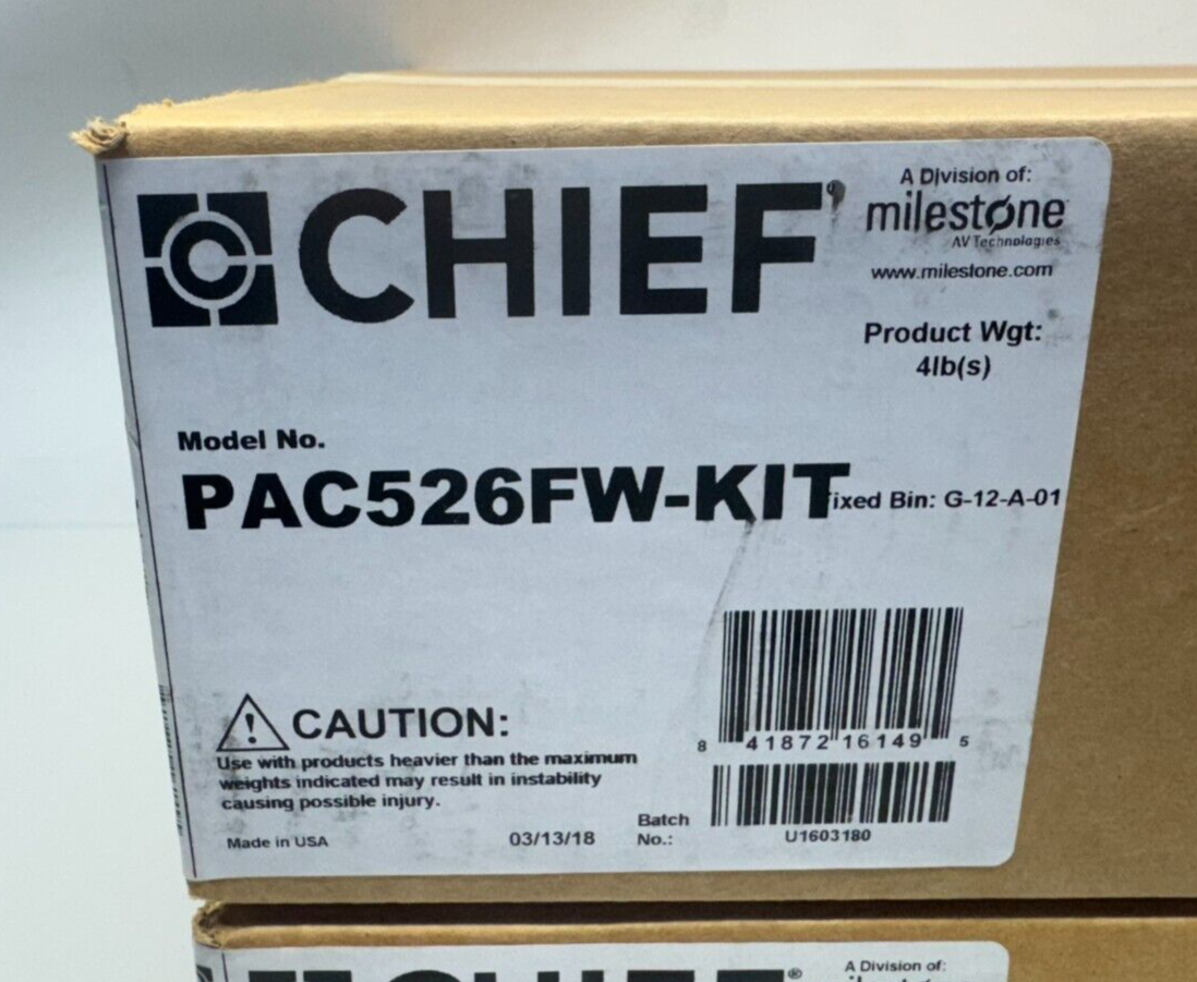 Chief PAC526FW-KIT White Flange Kit for PAC526 In Wall Box (LOT OF 2)