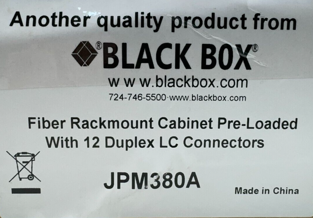 Black Box JPM380A Fiber Rackmount Cabinet Preloaded With 12 Duplex LC Connectors