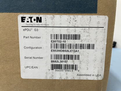 Eaton ePDU G3 EMIT02-10 Metered 1RU Input Rack Power Distribution Unit PDU