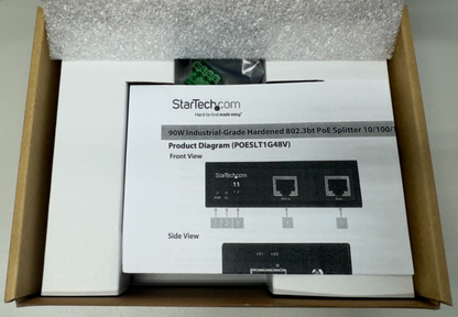 StarTech POESLT1G48V 90W Industrial-Grade Hardened 802.3bt PoE Splitter