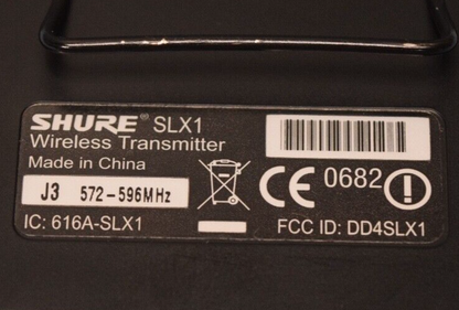 Shure SLX1  Bodypack Wireless Transmitter w/ 185 Lapel Microphone J3 572-596 MHz