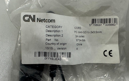 Jabra 8734-599 GN Netcom Coiled QD PC Cord with 2 x 3.5 mm Jack LOT OF 10