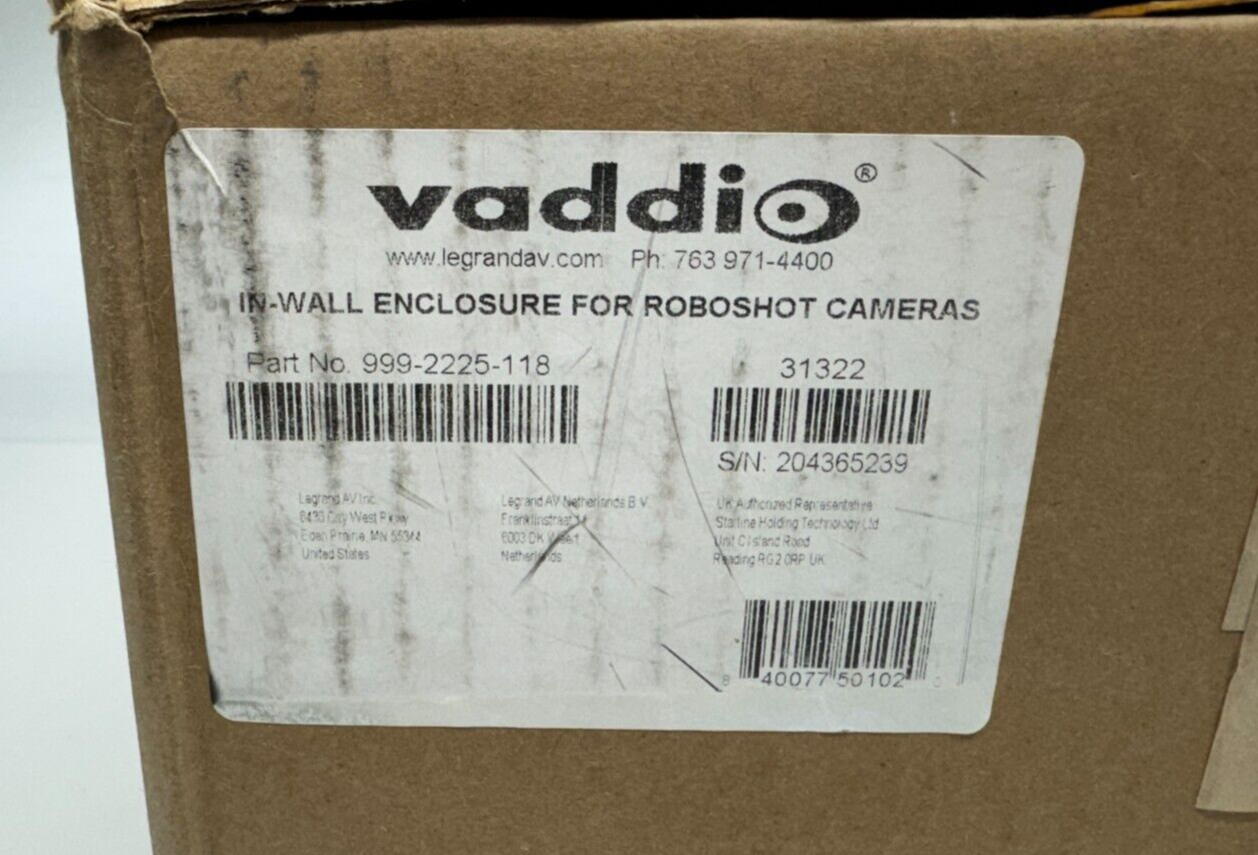 Vaddio 999-2225-118 In-Wall Enclosure for RoboSHOT PTZ Cameras - NOB