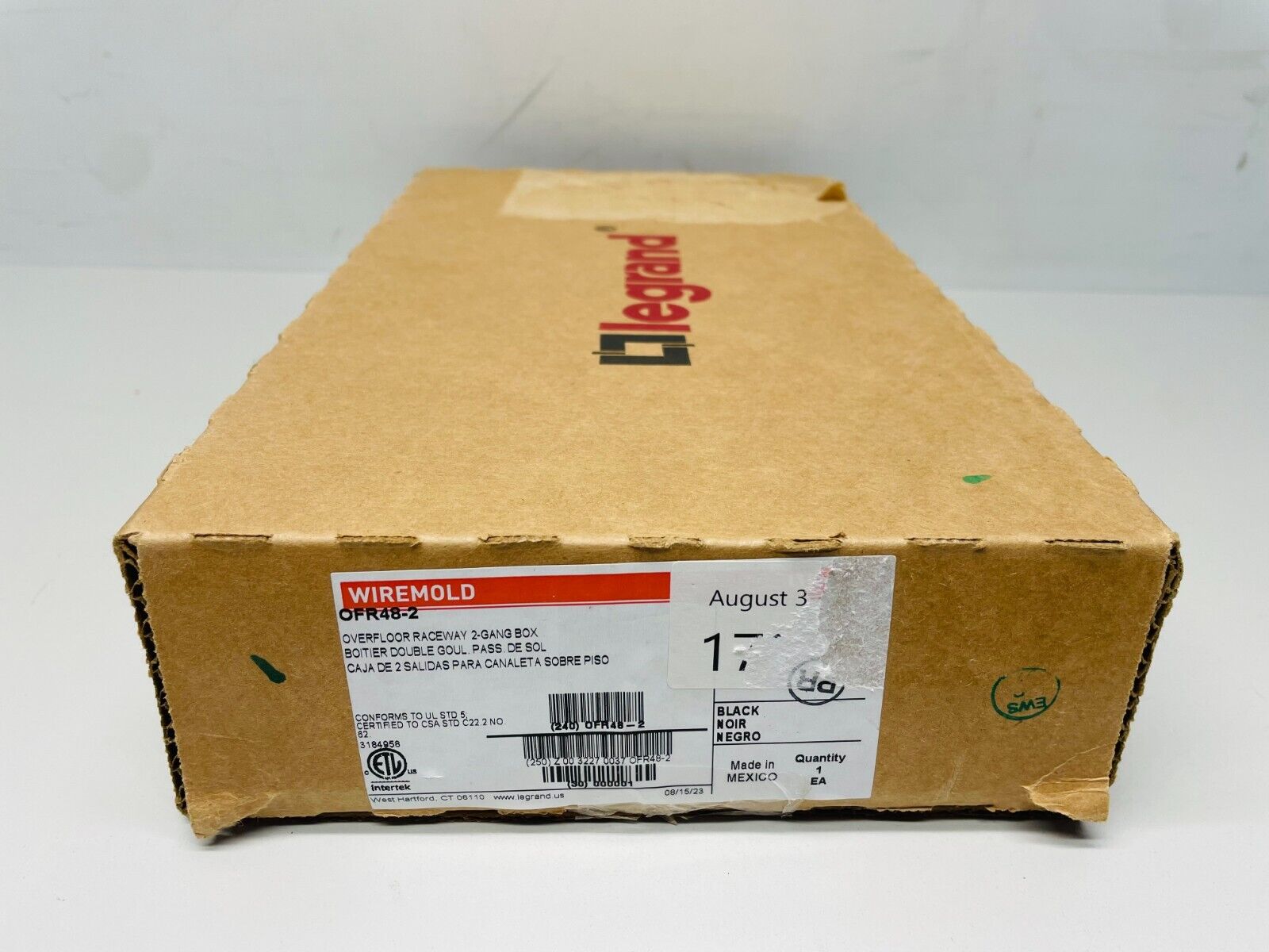 Legrand Wiremold OFR Series Overfloor Raceway 2 Gang Box Black OFR48-2 ...