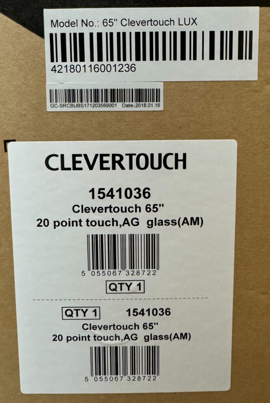 Clevertouch 1541036 65" 20 point touch Dual Slot - Lux Model