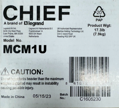 Chief MCM1U Fusion Medium Flat Panel Ceiling Mount