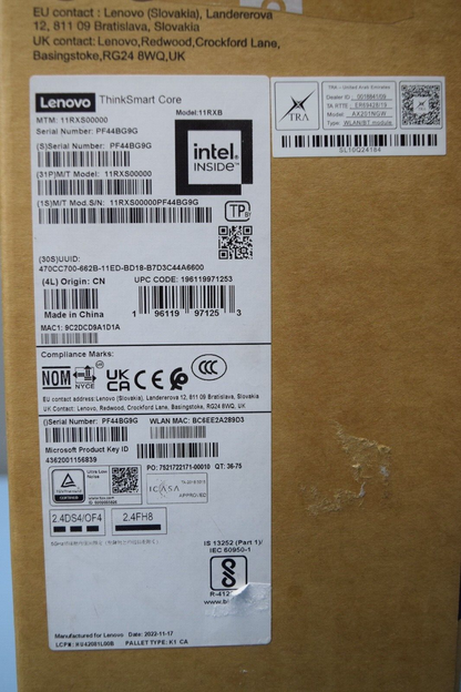 LENOVO THINKSmart Core   MTM: 11RXS00000 Model: 11RXB  S/N: PF44BG9G