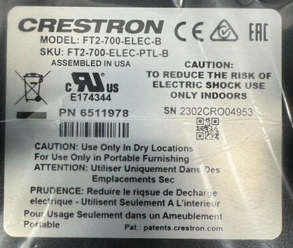 Crestron 6511978 FT2-700-ELEC-B Cable Management System, 700 Size, Black