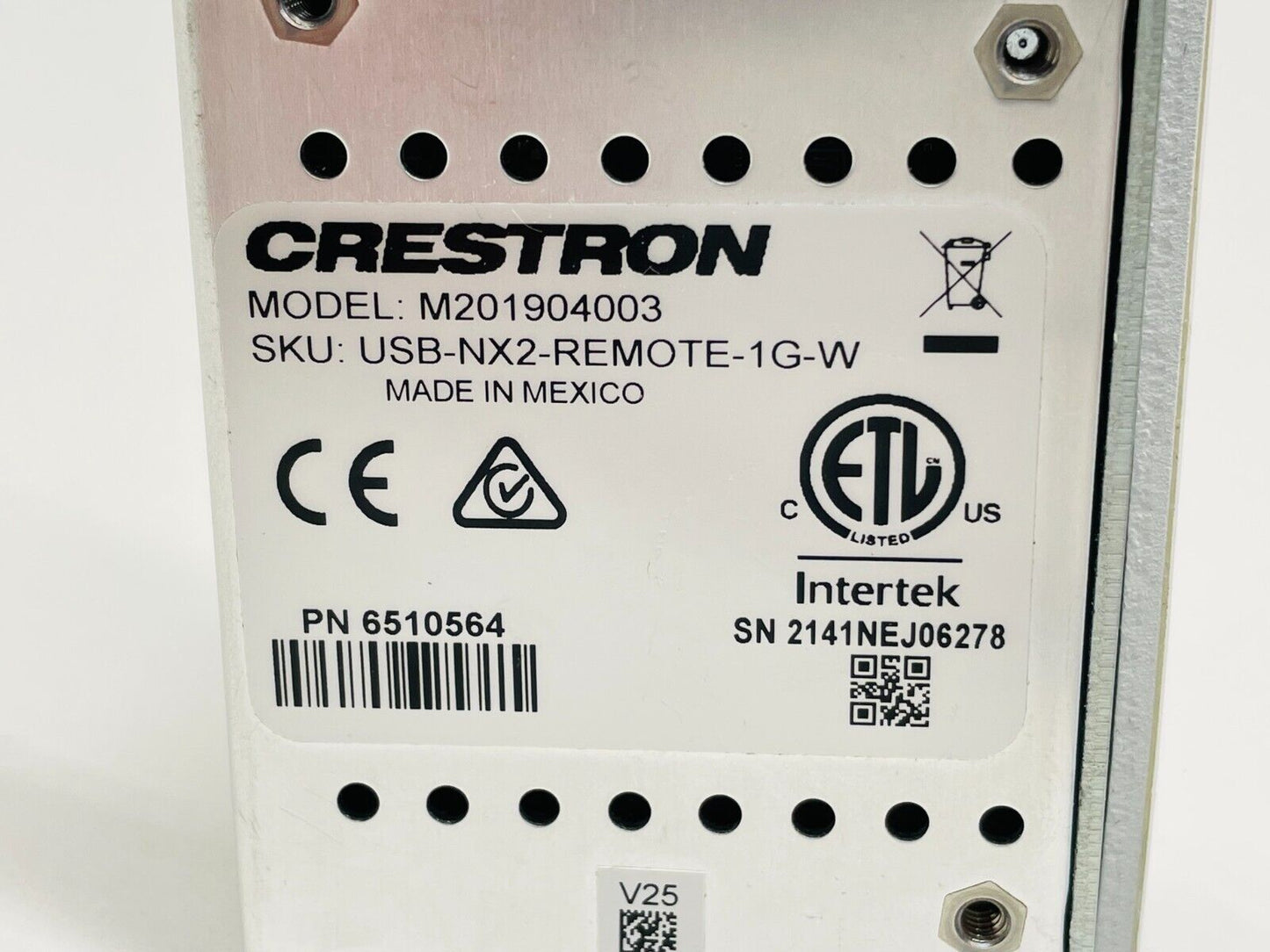 Crestron USB-NX2-REMOTE-1G-W USB over Ethernet Network Wall Plate White 6510564