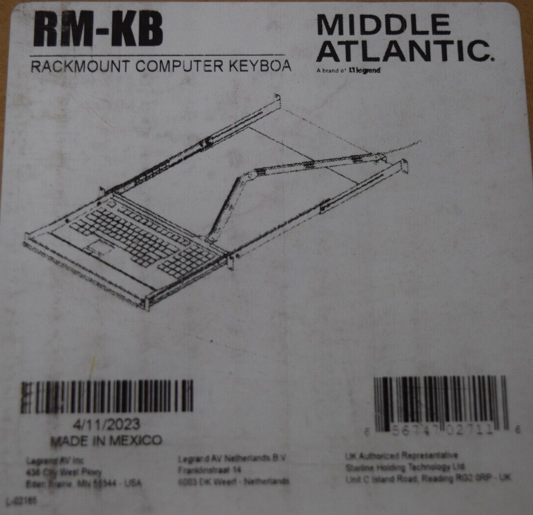 Middle Atlantic RM-KB 1 Space Sliding Shelf / Rackmount Computer Keyboard