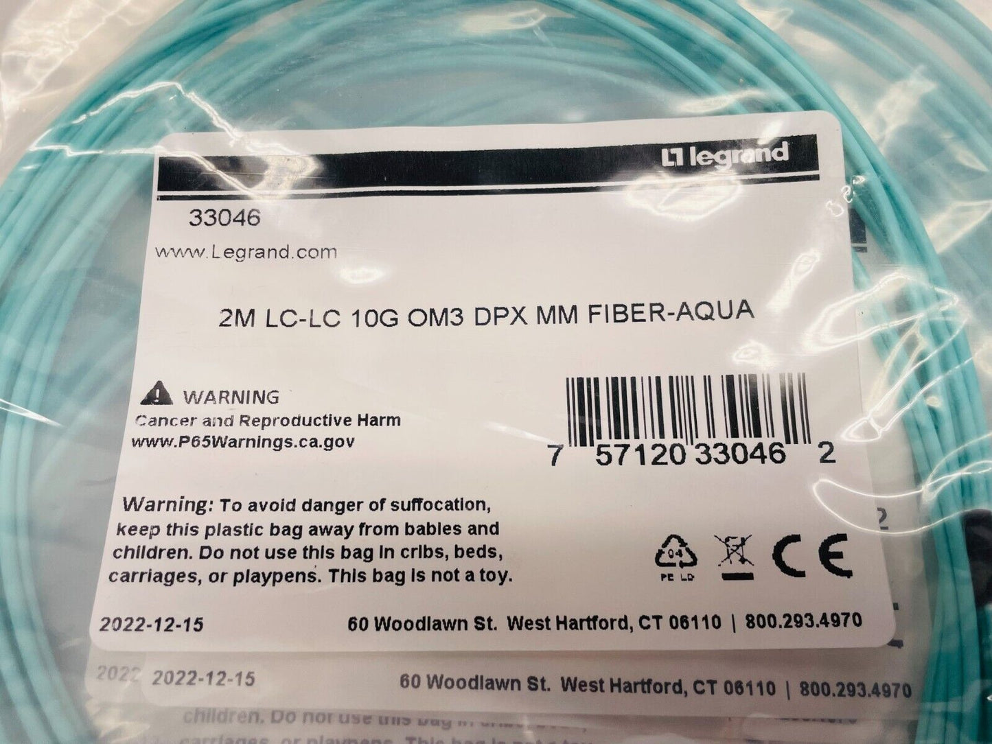 Legrand C2G #33046 6.6ft LC-LC 10Gb Duplex PVC Fiber Optic Cable LOT OF 10