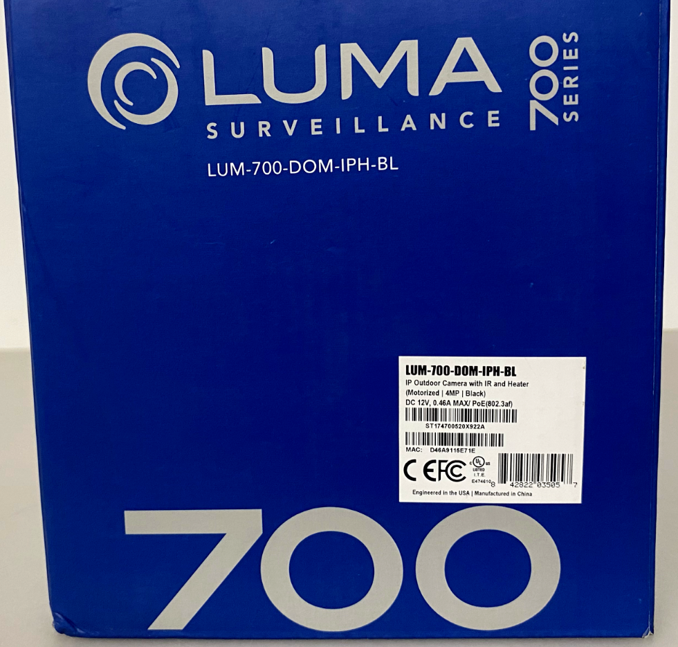 Luma Surveillance 700 Series LUM-700-DOM-IPH-BL IP Outdoor Camera w/ IR & Heater