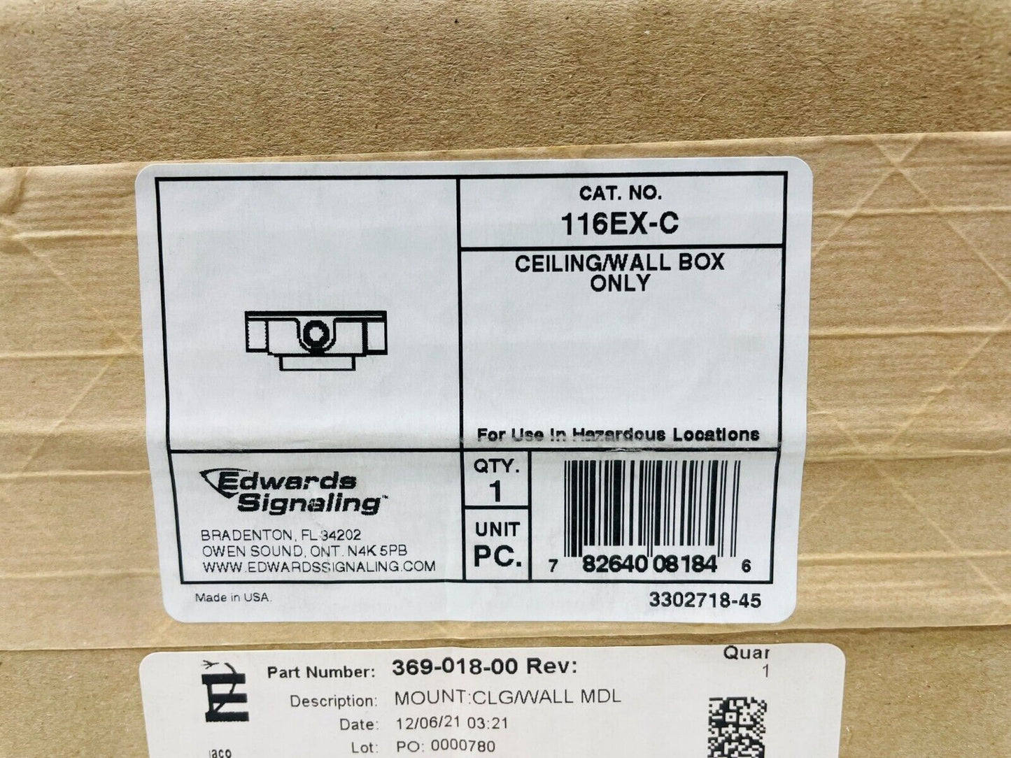 Edwards Signaling 116EX-C Ceiling/Wall Box