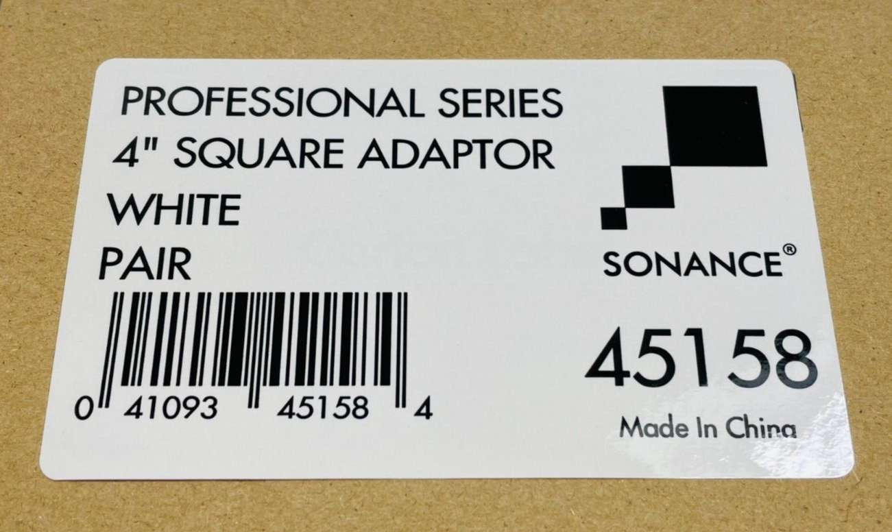 Sonance 40158 Professional Series 4" Square Adaptor White - LOT OF 5 PAIRS