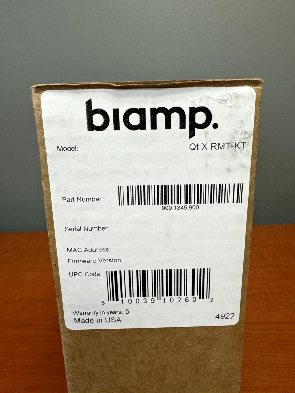 Biamp Qt X RMT-KT Controller Module Rack Mount Kit 909.1845.900