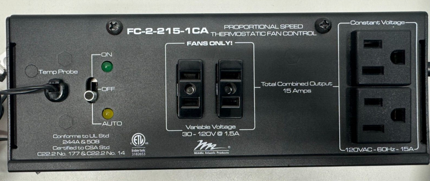 Middle Atlantic Products FC-2-215-1CA Thermostatic Fan Control