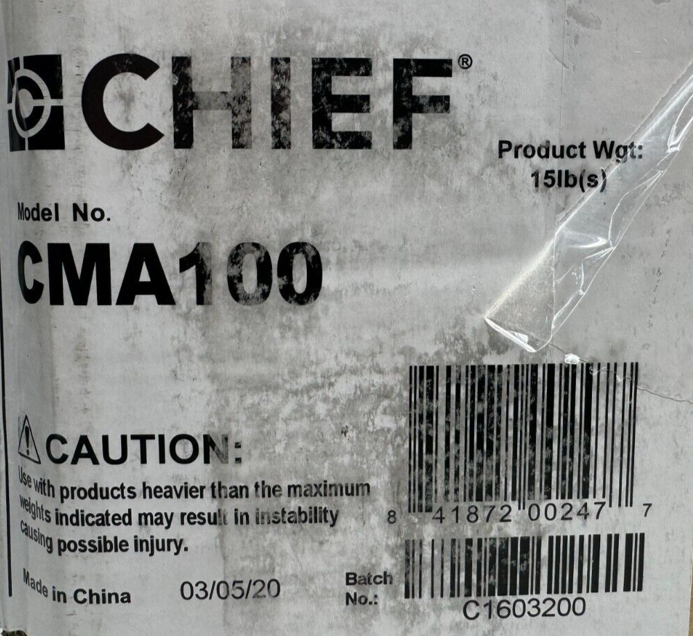 Chief CMA100 / 8" Ceiling Plate with Adjustable 1.5" NPT Column