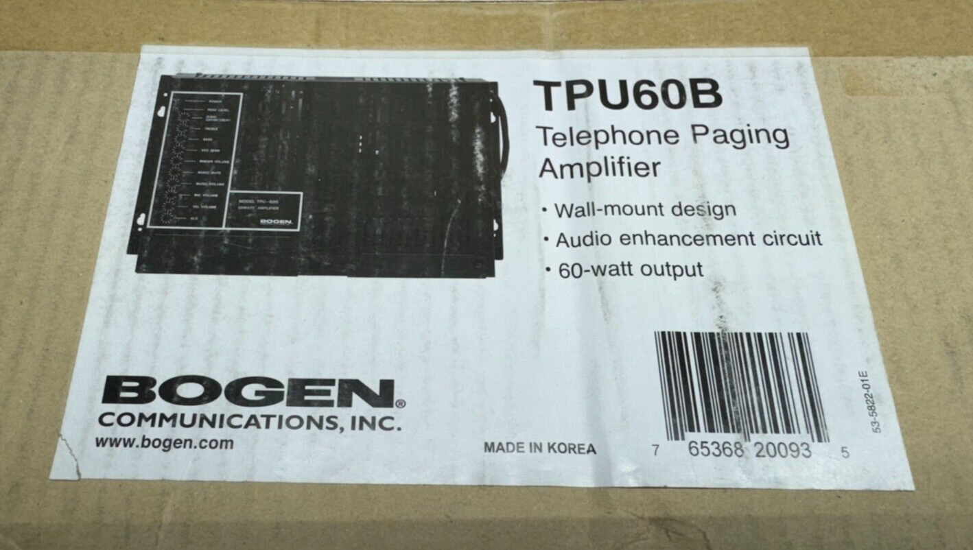 Bogen TPU60B Telephone Paging Amplifier 60-Watt Black