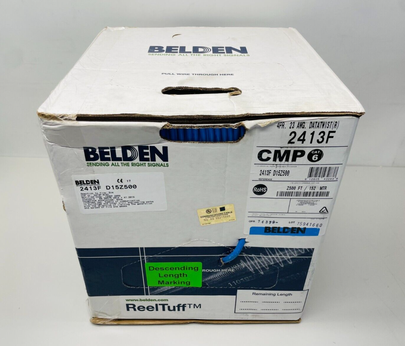 Belden 2413F D15Z500 Category 6+ Enhanced Cable, 4 Pair, F/UTP, CMP