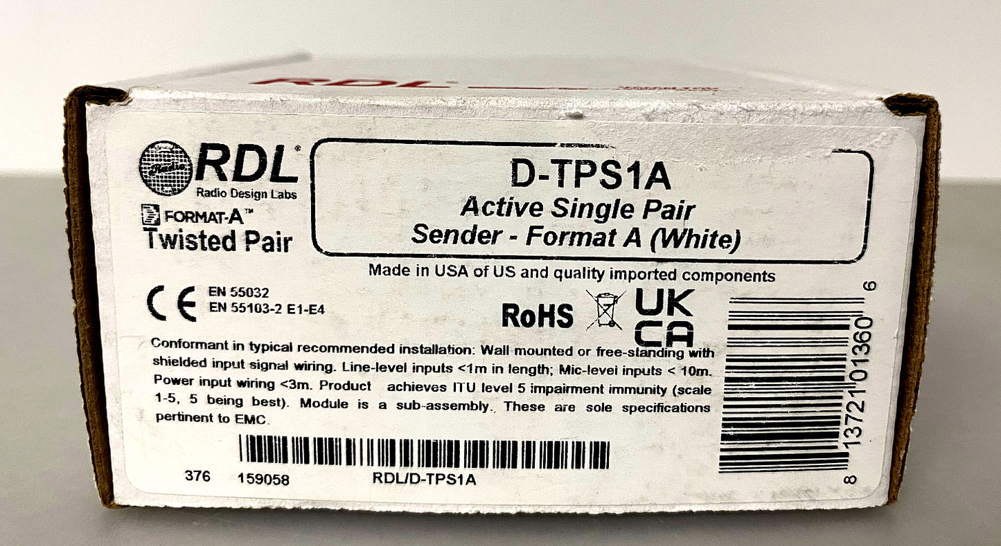 RDL D-TPS1A Active Single-Pair Sender - Twisted Pair Format-A - XLR microphone