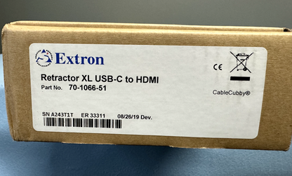 Extron Retractor XL USB-C to HDMI 4K 5 ft Cable Retraction System 70-1066-51