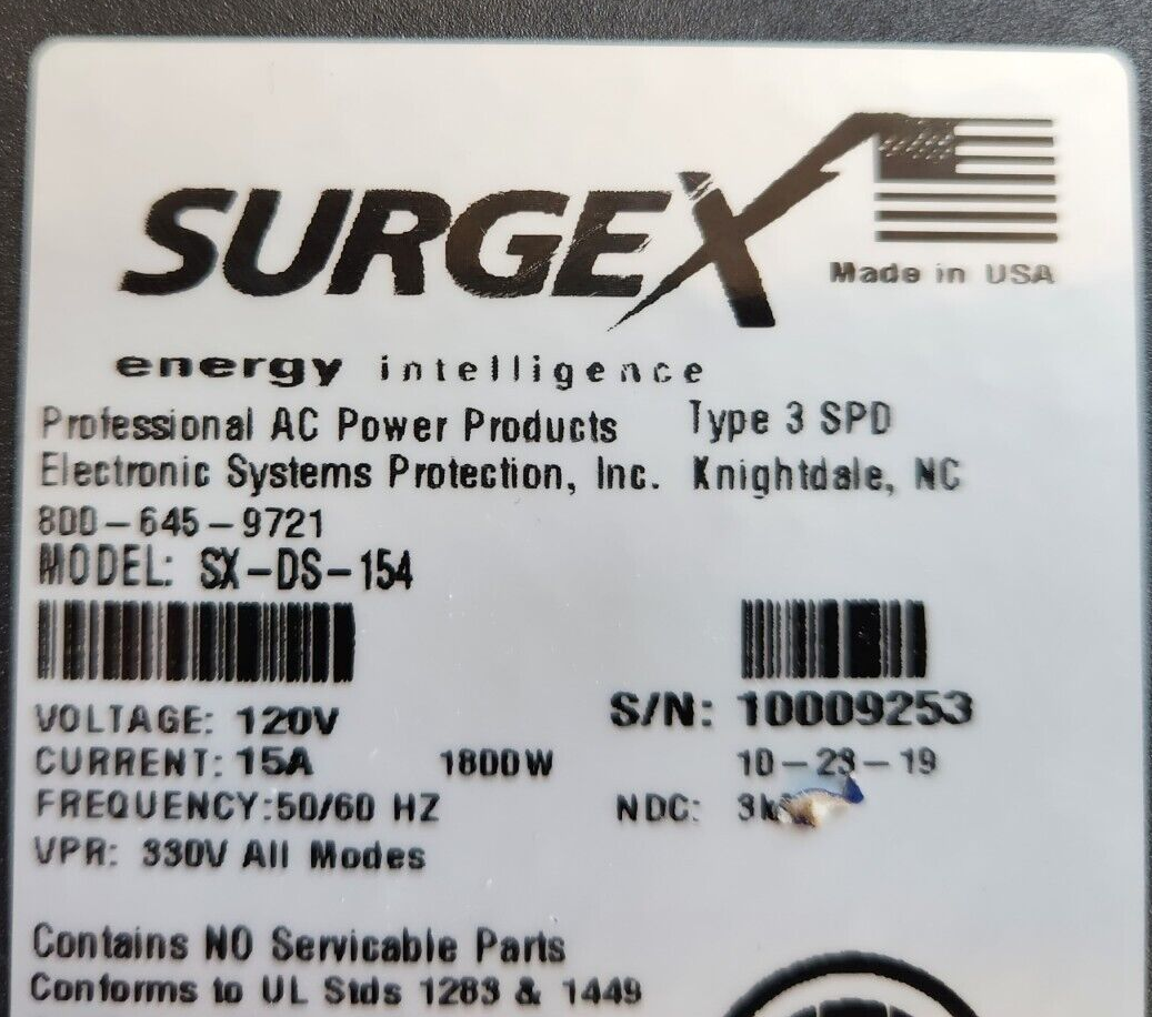 SurgeX SX-DS-154 MULTIPAK Surge Protector Power Conditioner Made in USA