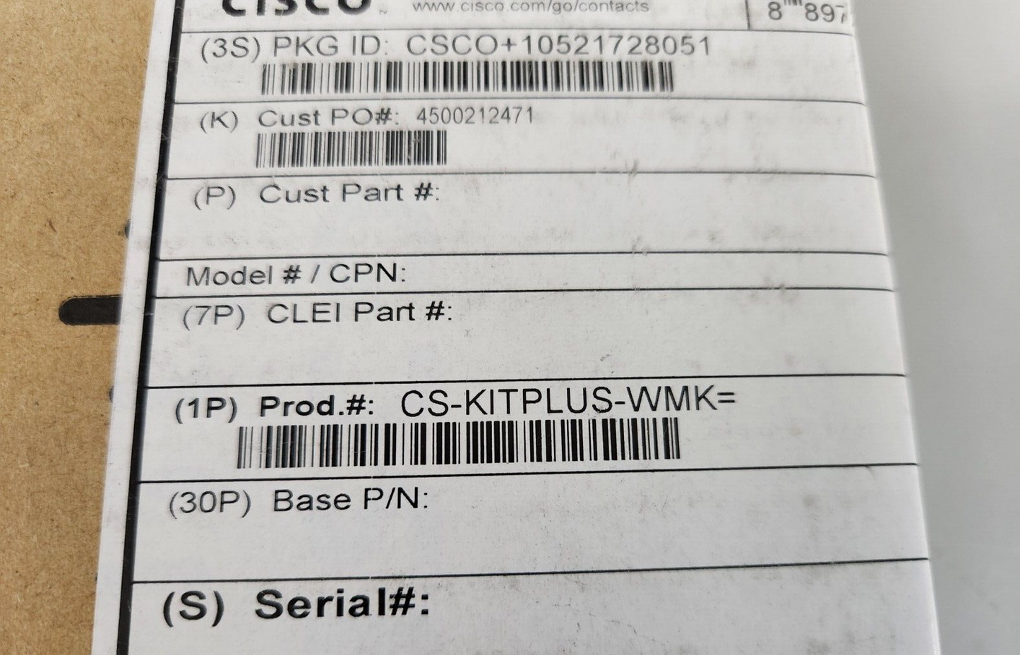 Cisco Wall Mount kit for Codec Plus CS-KITPLUS-WMK= Open Box