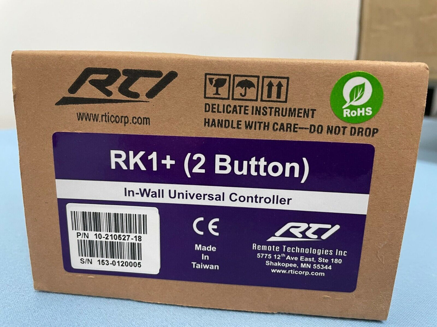 RTI RK1+ In-Wall Universal 2 Button Keypad Controller - New