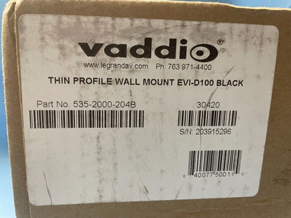 Vaddio 535-2000-204B Thin Profile Wall Mount Bracket for Sony EVI-D100 (Black)