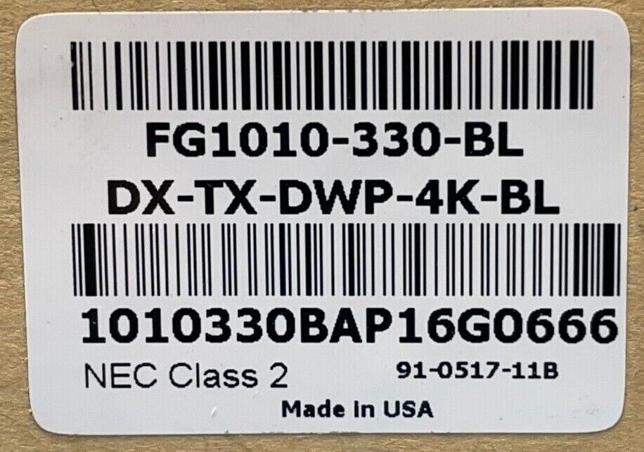 AMX FG1010-330-BL Wall Plate HDMI Transmitter / FG1010-330-BL