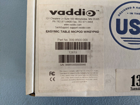 Vaddio 999-8500-000 / EasyMic Table MicPOD / Black