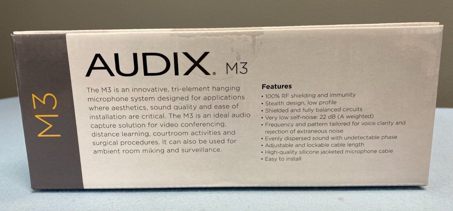 Audix M3W6 Tri-Element Hanging Ceiling Microphone with 6' Cable, White