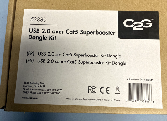 C2G 53880 USB 2.0 Over Cat5 Superbooster Dongle Kit