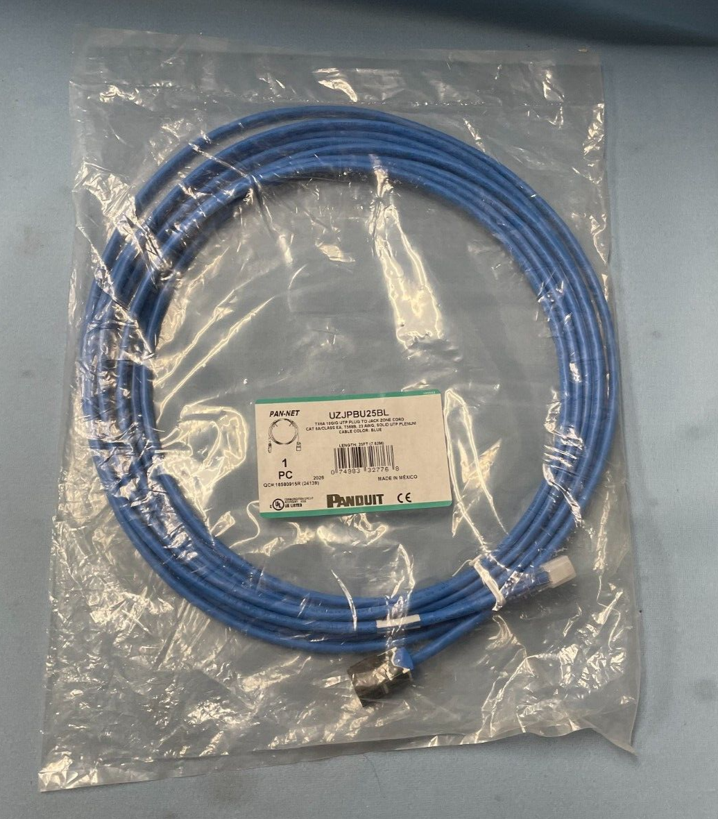 Panduit Cable Assembly UZJPBU25BL, UTP, Solid, Plenum, Blue, 25 ft.
