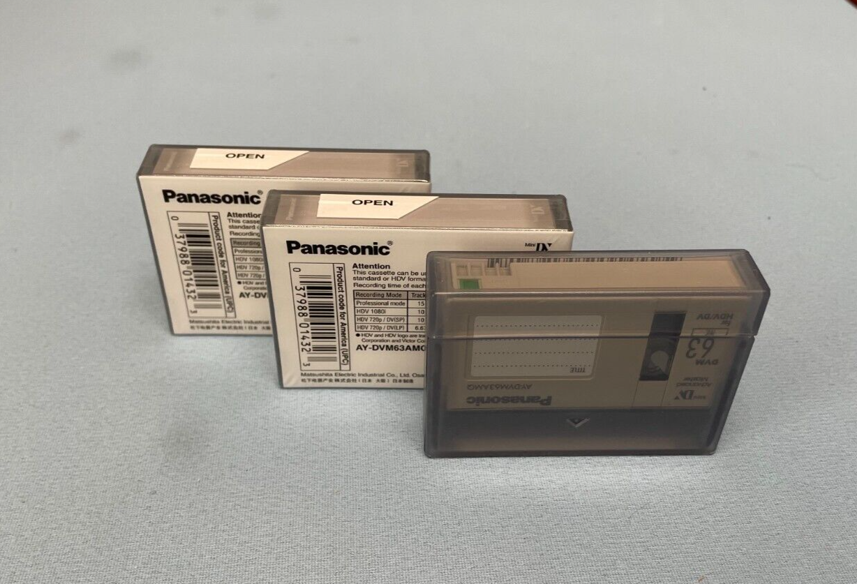 3 Panasonic Mini DV AY-DVM63MQ Digital Video Cassette Master Quality