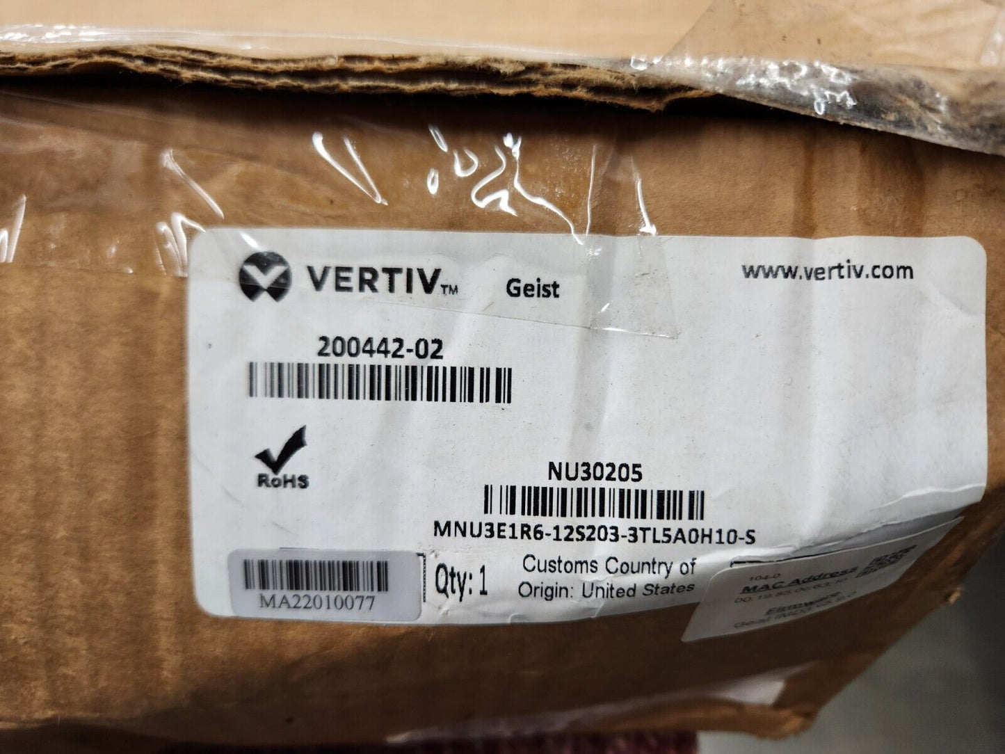 Vertiv Geist MNU3E1R6-12S203-3TL5A0H10-S Power Distribution Unit rPDU NU30205