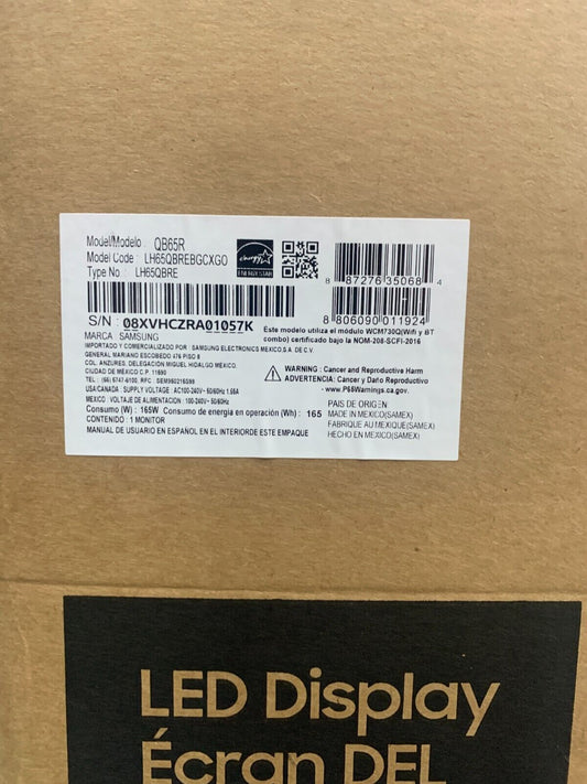Samsung QB65R 65" Class HDR 4K UHD Commercial Smart LED Display